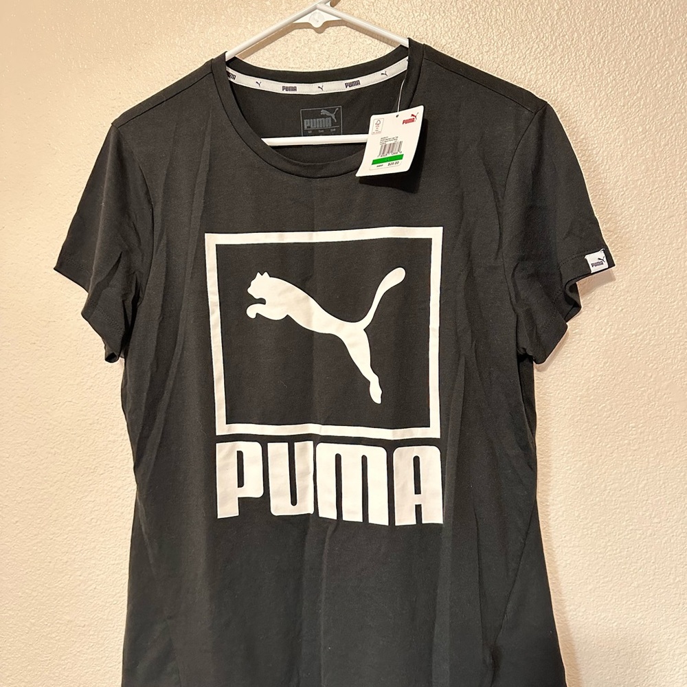 Puma Black T‑Shirt with White Logo